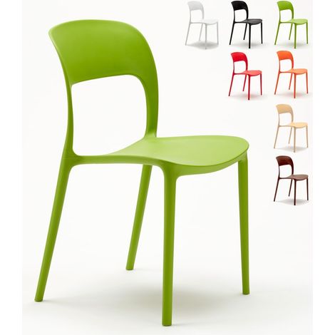 Ahd Amazing Home Design – Chaise restaurant empilable en polypropylène – Confort ergonomique – Hauteur d'assise 46 cm – Résistante aux intempéries – Design moderne vert (1/5)