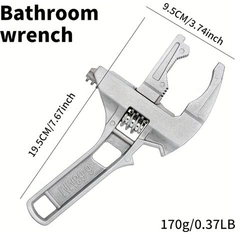1 pièce Clé de réglage pour salle de bain — conception résistante à la corrosion renforcée, outil de tuyauterie polyvalent, poignées ergonomiques, grande ouverture pour clé de salle de bain (1/5)