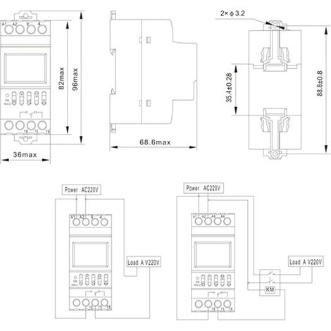 NKG-4 Programmateur Horaire Rail DIN Commutateur de Temporisation AC220V 3A (1/5)
