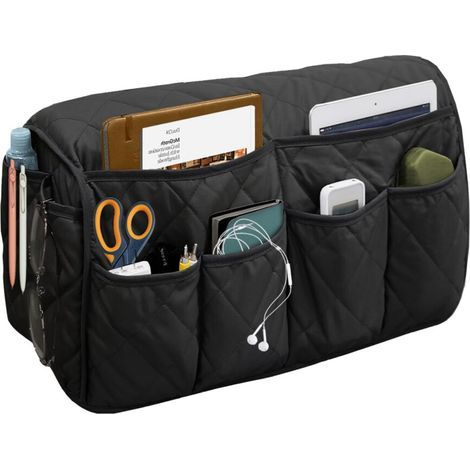 Poche de rangement latérale pour canapé, tissu élégant,-Noir (1/2)