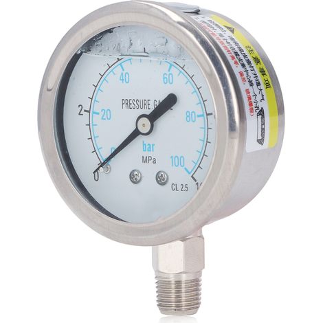 Manomètre en acier inoxydable 1/4in NPT pour huile, eau et vide, usage domestique et industriel, 0-10 MPa (1/5)