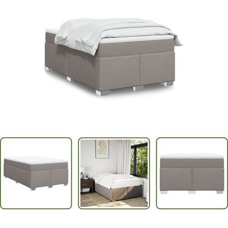 vidaXL Surmatelas - Sommier à lattes de lit avec matelas Taupe 120x200 cm Tissu (1/5)