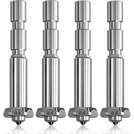 Lot de 4 buses Kobra 3 Max 0,4/0,6/0,8 mm compatibles avec 3 Max Quick Swap Nozzle en acier trempé, buse à changement rapide avec débit élevé, buse de pulvérisation chaude pour imprimante 3D (1/5)