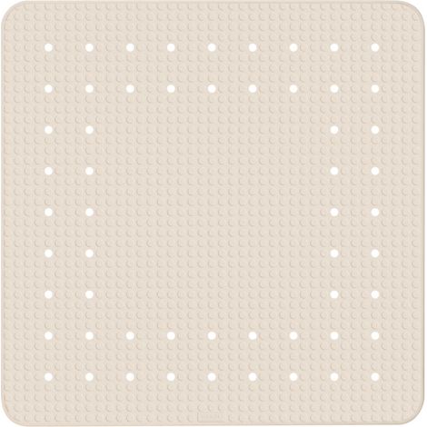 Tapis de douche antidérapant 54x54 cm – Caoutchouc écologique beige – Ventouses pour fixation – Sécurité maximale sous la douche