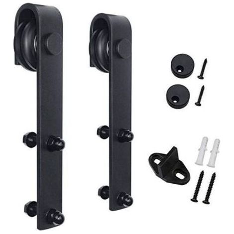 FENOPLASTICAKit de rail de quincaillerie pour porte coulissante, système de porte coulissante simple, rail de porte coulissante noir, porte coulissante sans friction et silencieuse (25,4-28,4 cm) (1/4)