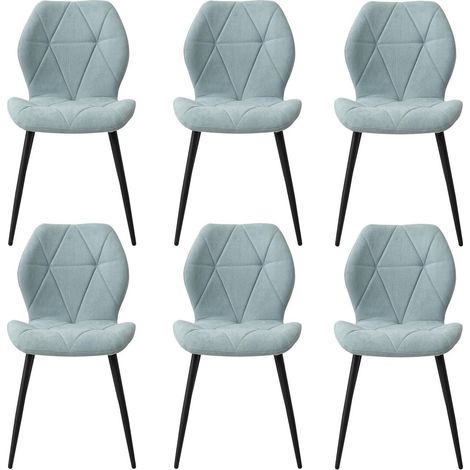 6er-Set Esszimmerstühle aus Leinen, mintgrün, gepolstert, ergonomisch (1/5)