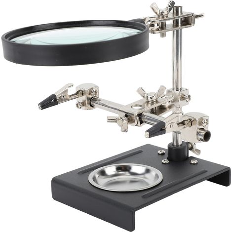 Loupe 6X avec clip auxiliaire, support de loupe, station de soudage à trois mains pour le bricolage électronique et la réparation (1/5)