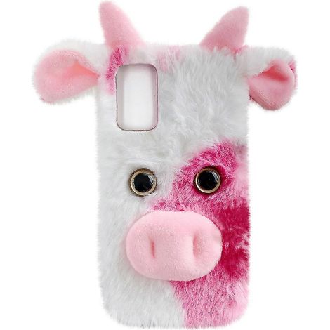 Coque de téléphone en peluche douce à motif vache, compatible avec le S21 Ultra 5G-Samsung Galaxy S21 Ultra 5G-Pink