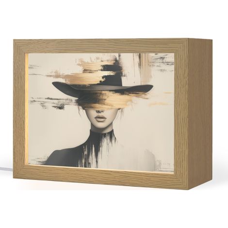 TABLE LAMP Woman - Hat - Paint 20x15 cm