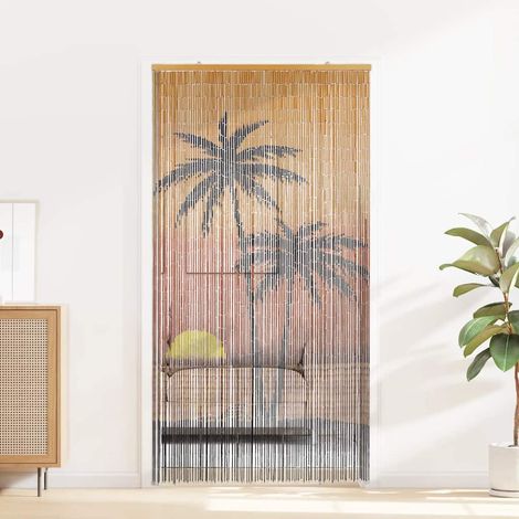 Rideau anti-insectes imprimé palmier 100x200 cm bambou