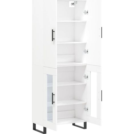 Aparador buffet cómoda armario mueble organizador cocina salón salón alto 69,5 x 34 x 180 cm madera contrachapada blanco 020032549