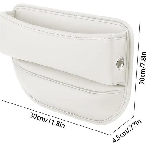 Boîte de rangement en similicuir blanc pour siège auto, compartiment latéral, rangement pour console centrale, support de rangement intérieur (1/5)