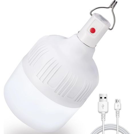 Lampada da campeggio a LED, 60W 5000 lumen, ricaricabile, con gancio e cavo USB, 5 livelli di intensità luminosa, alimentata a batteria, ricaricabile, portatile, adatta per campeggio, patio, giardino, (1/4)