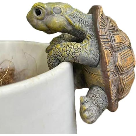 Décoration de Jardin en Forme de Tortue – Petite Tortue grimpante Artisanale en résine, Cache-Pot, décoration de, Miniatures de Jardin, décorations de Pots de Fleurs imperméables pour Jardin