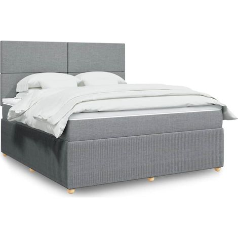 Boxspringbett mit Matratze Hellgrau 180x200 cm Stoff