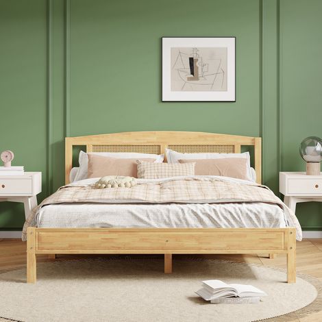 MEUBLIV Cama de 160x200 cm natural – cabecero de ratán, sin colchón (1/5)