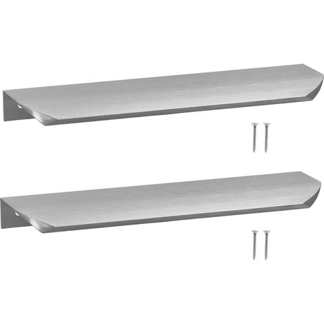 Poignée de meuble moderne en aluminium argenté, 180 mm, lot de 2 (1/5)