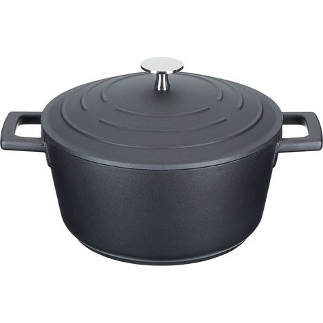 MasterClass Casseruola piccola con coperchio 2,5L/20 cm, in alluminio fuso leggero, sicura per forno e piano cottura a induzione, nero (1/5)