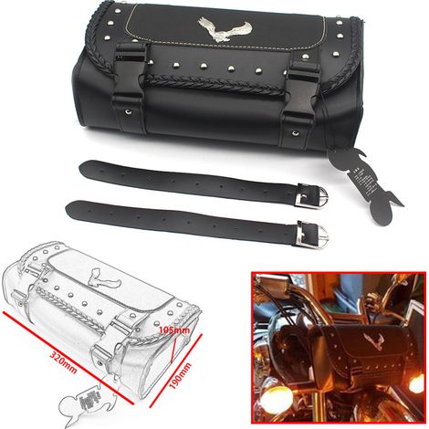 Universal modified leather saddlebag for Harley Prince Earth Eagle King Cruiser motorcycles, side bag, hanging bag, tool bag (1/5)