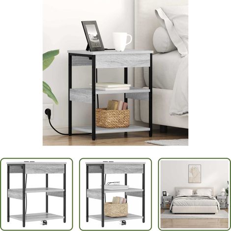 Rangement chambre - Cabinet de chevet Gris Sonoma 41 x 31 x 51 cm Bois d'ingénierie (1/5)