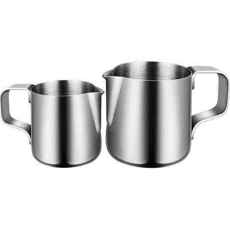 Pot à Lait 150ml/350ml, Milk Pitcher en Acier Inoxydable Pot à Lait Faire Mousser Pichet Art Latte Stylet Cuisine Maison Craft Café Latte Lait Pichet pour Cappuccino Et Café Latte (Argent)-Fei Yu (1/5)