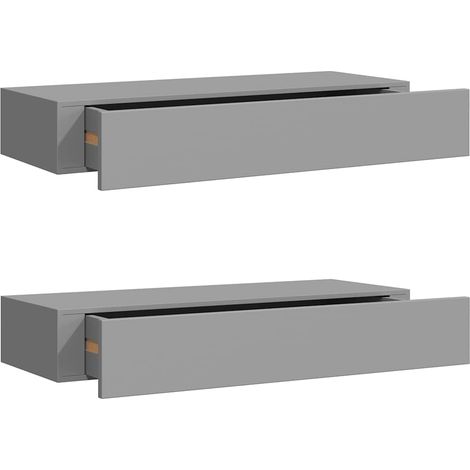 Maison Exclusive - Wandregale mit Schubladen 2 Stk. Grau 60x23,5x