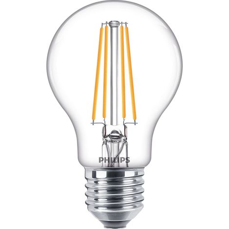 Philips LED E27 Ampoule Standard (A60) Filament Claire 60W Lumière blanche froide - 6 pièces (1/5)