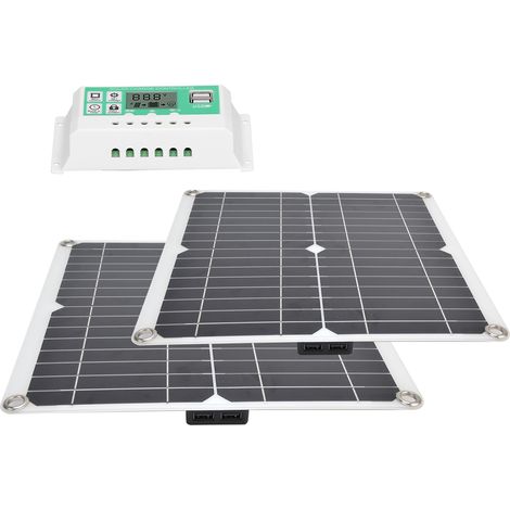 2 x 15-W-Solarpanel-Platinen, 50-A-Laderegler-Kabelsatz mit zwei USB-Anschlüssen für Auto und Boot (1/5)