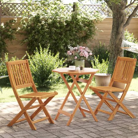 Muebles cafetería plegables 3 pzas madera maciza acacia