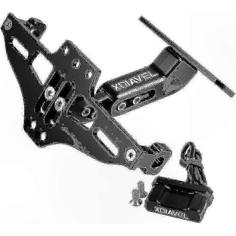 Plaque d'immatriculation universelle avec feux clignotants LED intégrés pour moto - Support arrière réglable, signalisation lumineuse, kit de fixation robuste (1/4)