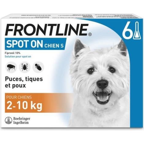 FRONTLINE Spot On Chien S - 2 a 10 kg - 6 pipettes- Puces tiques et poux (1/4)