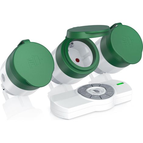 BEARWARE Außenbereich Funksteckdosen-Set 3x Outdoor Steckdosen + Fernbedienung / max. 25m (1/4)
