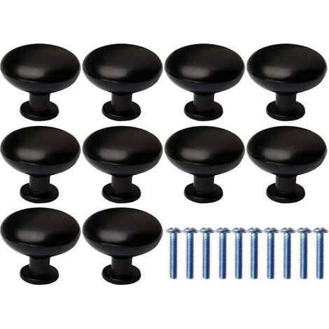Boutons de meuble ronds noirs 28mmLot de 10Installation facile avec vis 20mmPour placards et tiroirs 10Pcs (1/4)