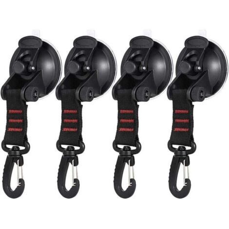 4 Pièces Ancre à Ventouse avec Fixation du Crochet d'Arrimage, Crochet de Fixation de Ventouse Auvent pour Tentes Latéral de Voiture Accessoire de Bâche de Camping