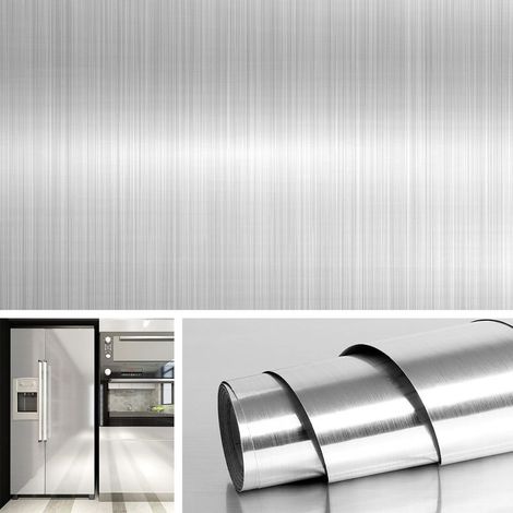 Papier Adhésif en Acier Inoxydable Effet Nickel Brossé de 40CM5M Crédence Adhésive pour Cuisine Vinyle Imperméable Résistant à l’Huile Lavable pour Lave-vaisselle Réfrigérateur (1/5)
