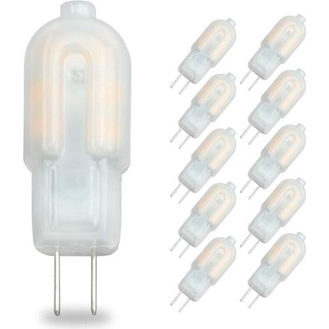 2W G4 Ampoule LED,Bi Pin Base, Boite lactée, 20W Remplacement d'ampoule halogène, AC/DC 12V,conomie d'énergie Lampe Bulb (Blanc chaud 3000K,Pack de 10) [Classe énergétique A+]