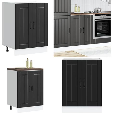 vidaXL Meuble de base de lavabo Lucca noir bois d'ingénierie (1/5)