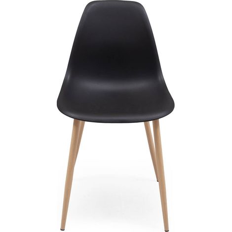 Silla de comedor CAIRO NORDIC asiento de polipropileno y patas de metal símil madera NEGRO (1/4)