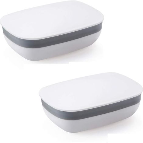 Porte-savon de voyage 2 pièces avec étanchéité solide, anti-fuite portable - Blanc (1/4)