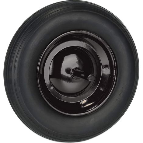 Roue de brouette 3.50-8 avec axe Fixe, Pneu Caoutchouc PU, Jante en Acier, Charge maximale : 100 kg, Noire (1/5)
