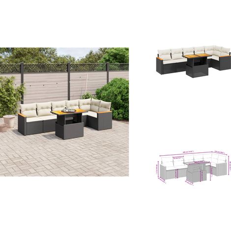 Salon de jardin 7 pcs avec coussins noir résine tressée - Ensemble Salon De Jardin - Meuble Extérieur - Jardin Design - Mobilier Résistant Aux Intempéries - Chaise Lounge (1/3)