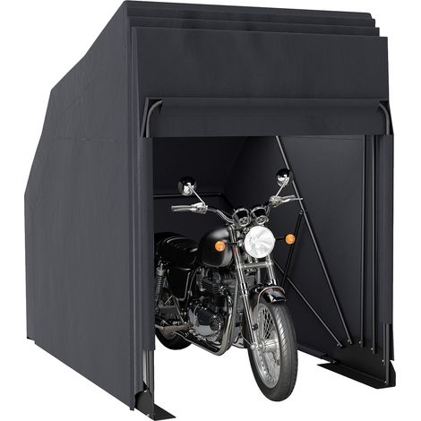 Telo di protezione per moto da esterno, tenda per moto, copertura protettiva in tessuto Oxford, 2 finestre, 345 x 135 x 191 cm, nero