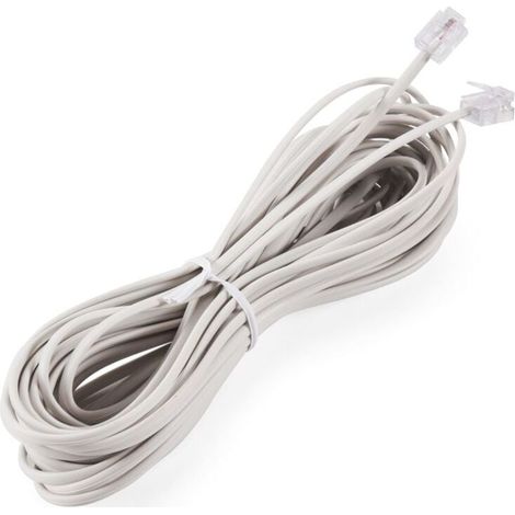 Câble D'extension Téléphonique RJ11 10 Mètres Blanc 1 Pièce (1/4)