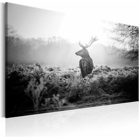 Tableau cerf noir et blanc - 120 x 80 cm (1/4)