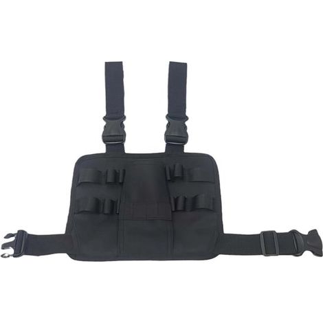 Bolsa de herramientas para cinturón – 11x8 pulgadas, múltiples compartimentos, tela oxford negra, para electricistas y fontaneros. (1/5)