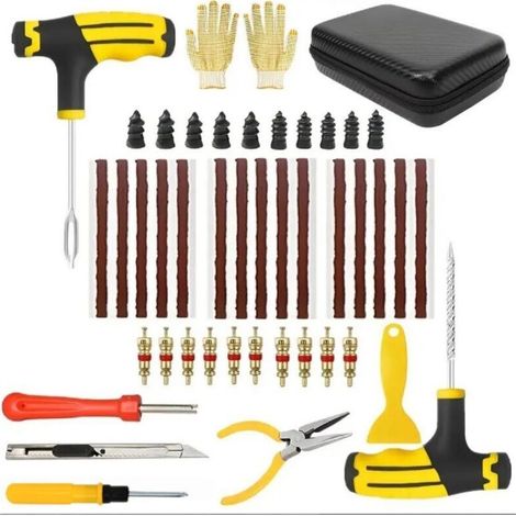 Kit De Réparation Pneus - Pour Voitures Motocyclettes Et Véhicules Électriques - Sans Chambre À Air - 45 Pièces (1/5)