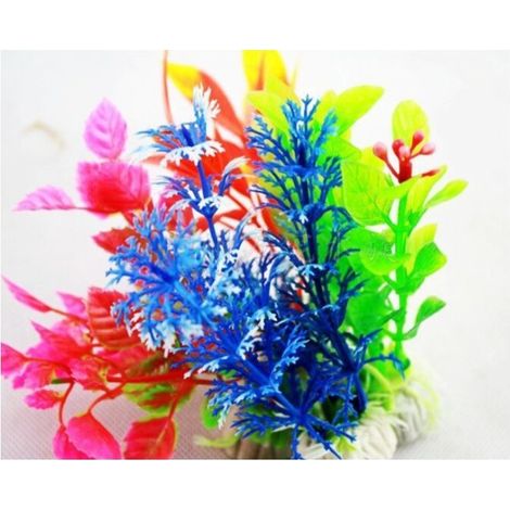 Plantes en plastique d'aquarium d'aquarium, 8 décorations d'aquarium d'aquarium, décorations d'aquarium d'aquarium artificiel (style aléatoire) (1/4)
