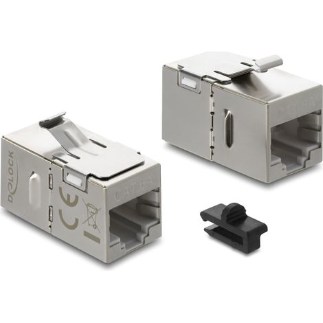 Keystone Modul Kupplung RJ45 Buchse zu RJ45 Buchse Cat.6A mit Metall Latch und Clip, geschirmt