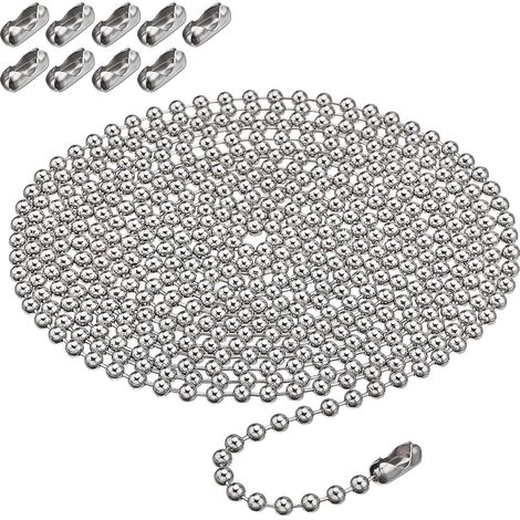 Zubehör für Gardinenstangen: 3 Meter lange Metallzugperlen, 10 Metallperlenschnallen, Rollo-Perlenkette, Zierkette. (1/5)