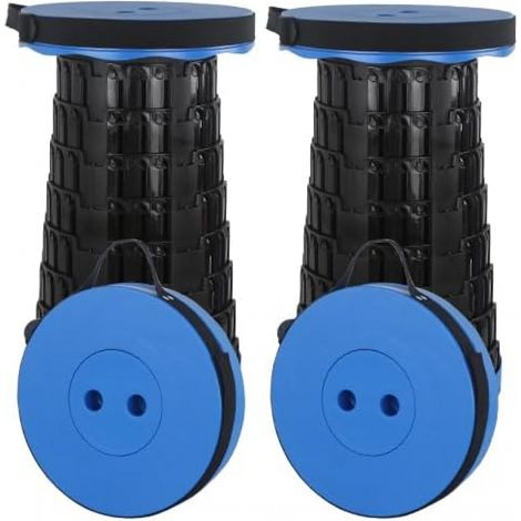 Lot de 2 tabourets pliants portables pour randonnée, pêche, randonnée, poids maximal : 210 kg (bleu et noir) (1/5)